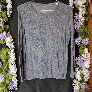Sonoma Heathered Blue-Purple Long Sleeve Scoop Neck Top